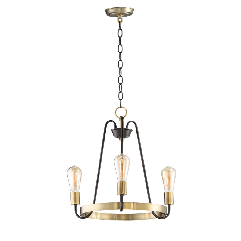 Maxim 11733OIAB Haven Three Light Chandelier, Oil Rubbed Bronze / Antique Brass