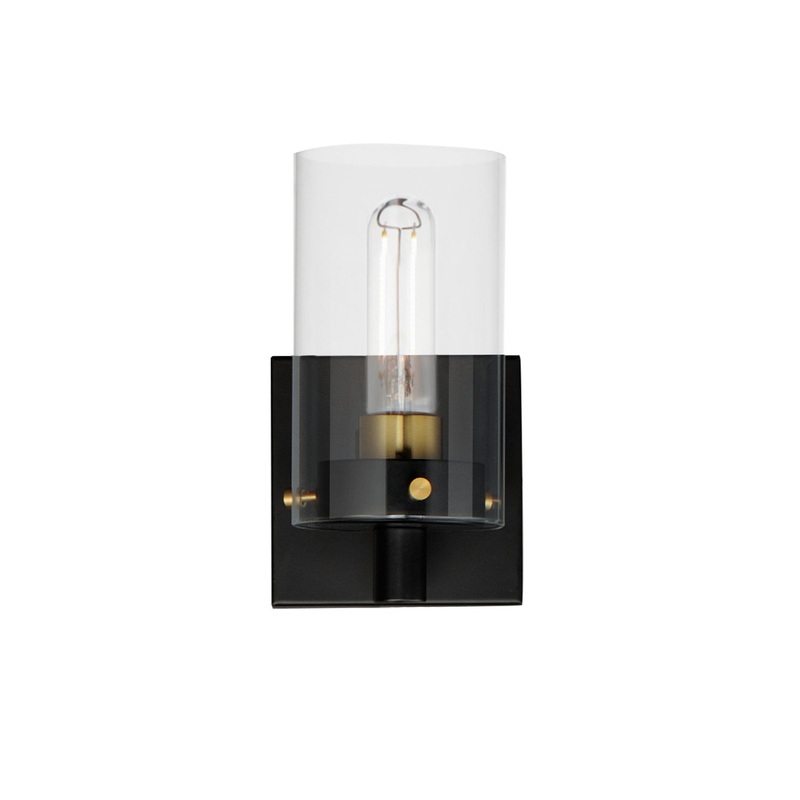 Maxim 12401CLBKSBR Pinn One Light Wall Sconce, Black / Satin Brass