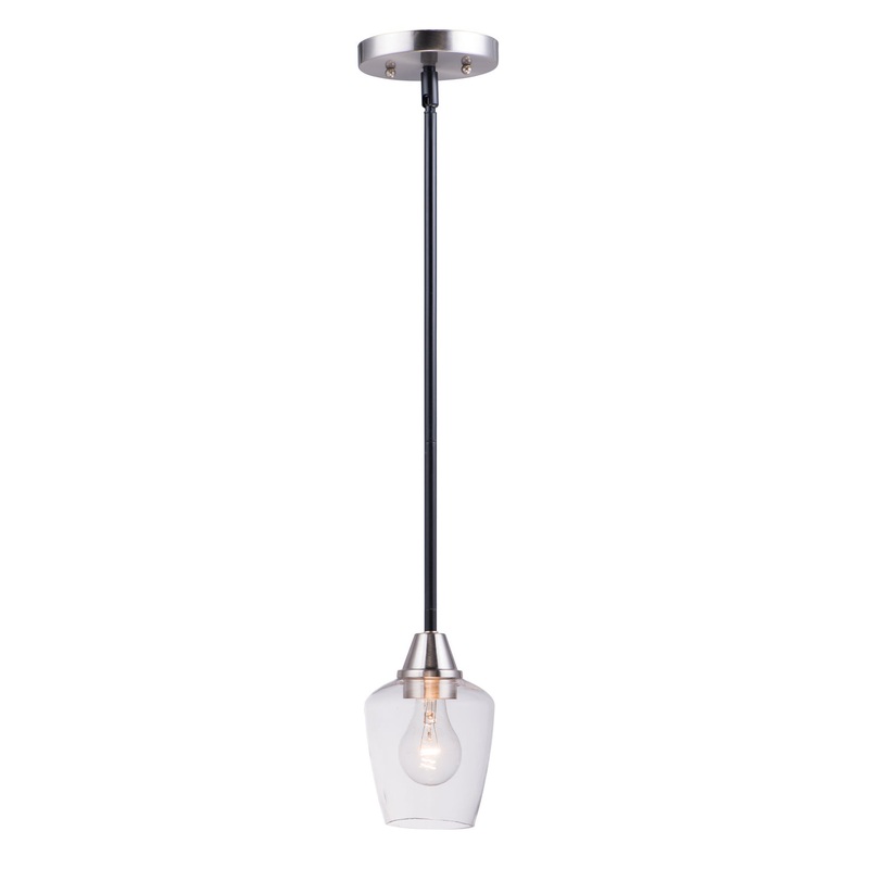 Maxim 96120CLBKSN Goblet One Light Mini Pendant, Black / Satin Nickel