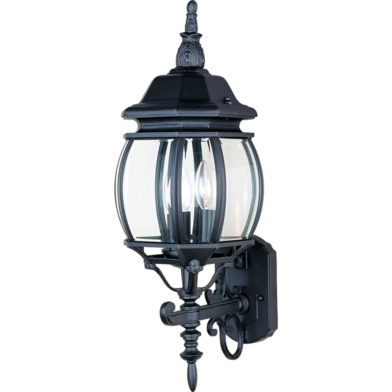 Maxim 1033BK Crown Hill Three Light Outdoor Wall Lantern, Black