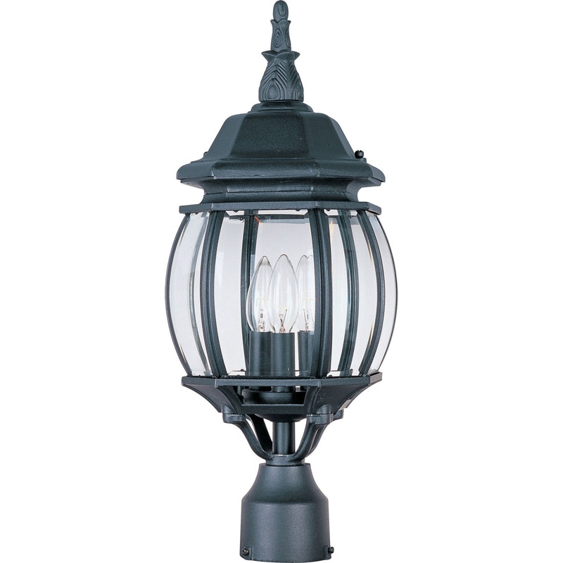 Maxim 1035BK Crown Hill Three Light Outdoor Pole/Post Lantern, Black