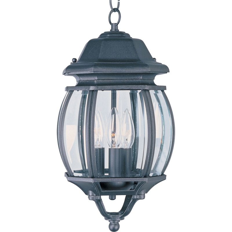 Maxim 1036BK Crown Hill Three Light Outdoor Hanging Lantern, Black