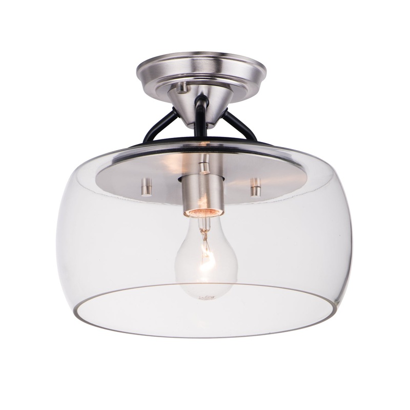 Maxim 26129CLBKSN Goblet One Light Semi-Flush Mount, Black / Satin Nickel