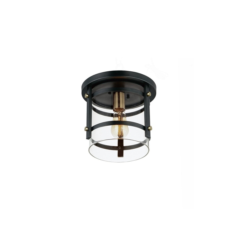 Maxim 2641BKAB Capitol One Light Flush Mount, Black / Antique Brass