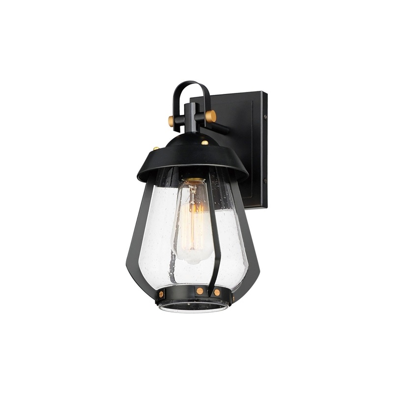 Maxim 30620CDBKAB Mariner One Light Outdoor Wall Sconce, Black / Antique Brass