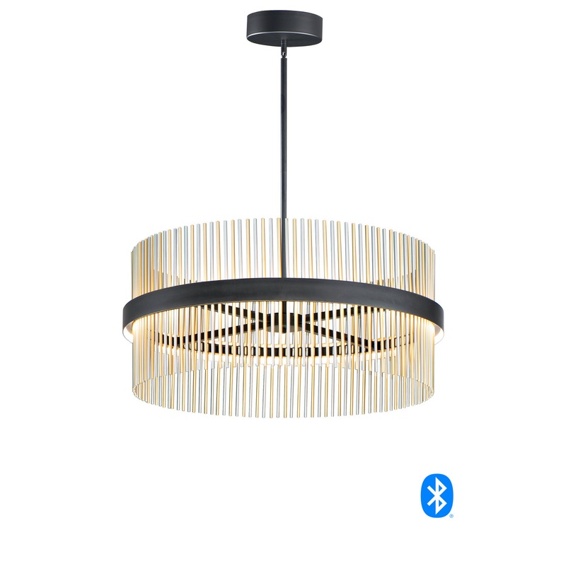 ET2 E34207-BKSNSBR Chimes WiZ LED Pendant, Black / Satin Nickel / Satin Brass