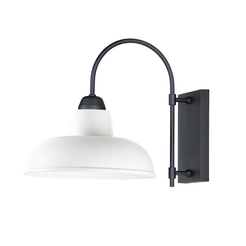 Maxim 10118WTBK Industrial One Light Outdoor Wall Lantern, White / Black