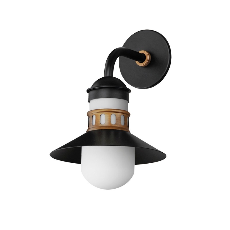 Maxim 35122SWBKAB Admiralty One Light Outdoor Wall Sconce, Black / Antique Brass