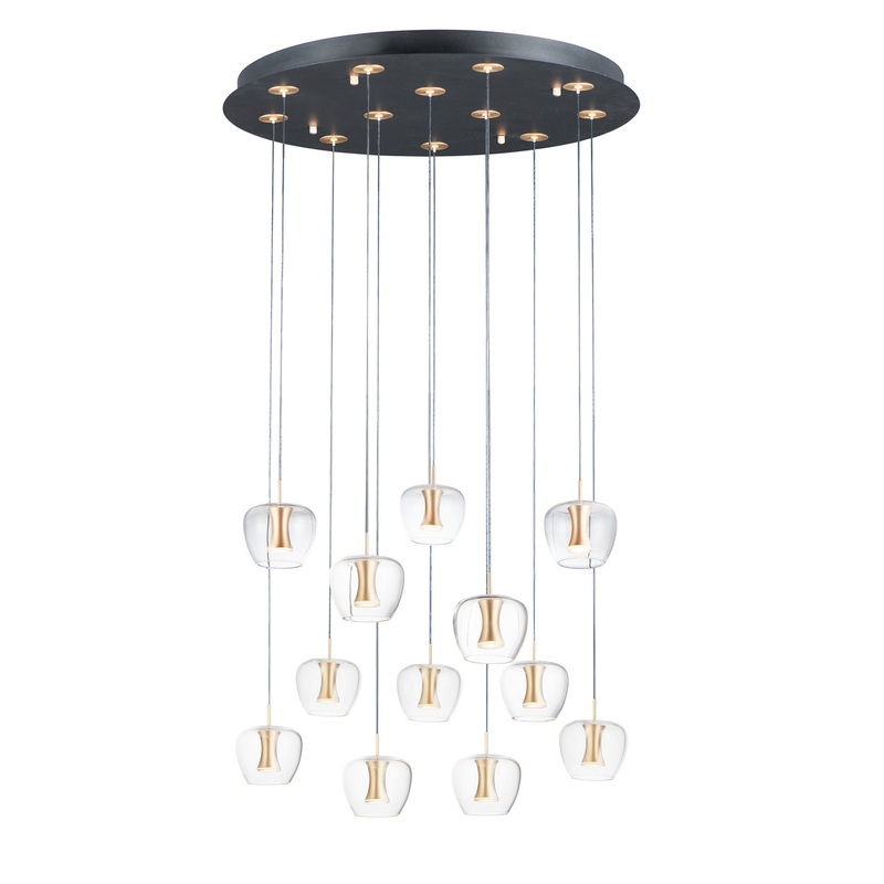 ET2 E24167-18BKGLD Newton LED Pendant, Black / Gold