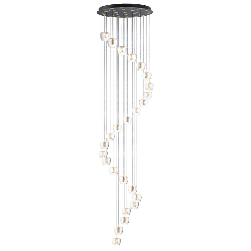 ET2 E24169-18BKGLD Newton LED Pendant, Black / Gold