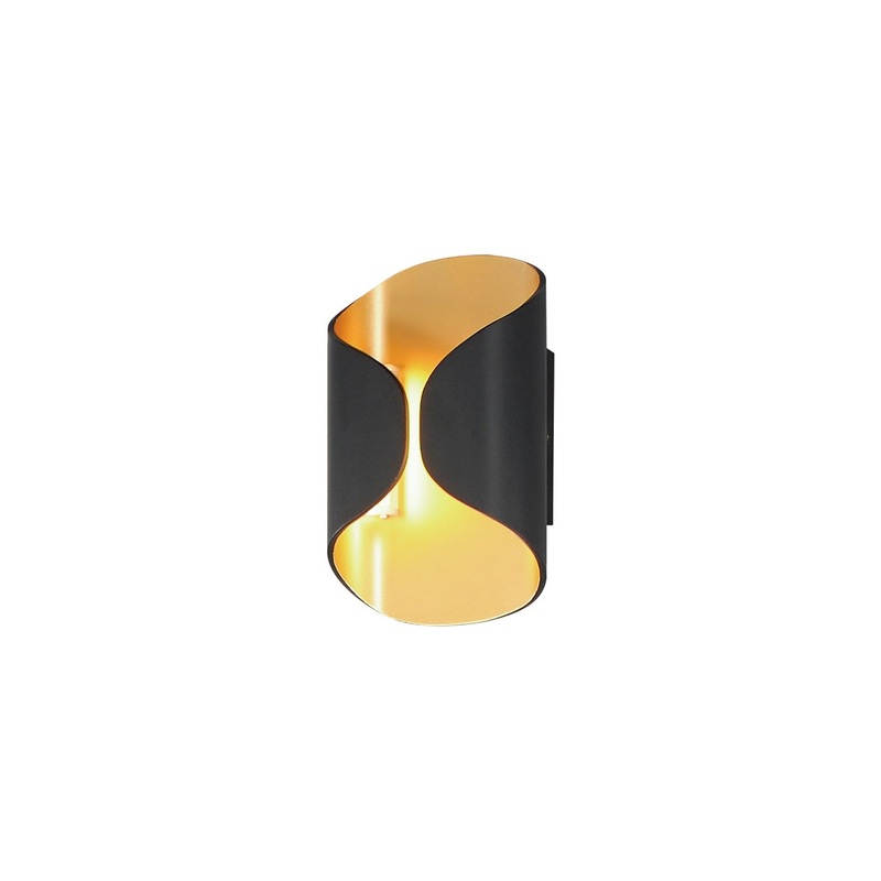 ET2 E30151-BKGLD Folio LED Outdoor Wall Lamp, Black / Gold