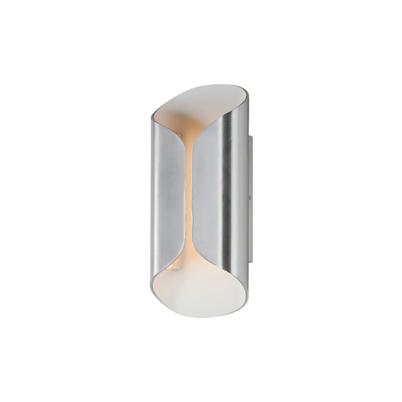 ET2 E30152-SAWT Folio LED Outdoor Wall Lamp, Satin Aluminum / White