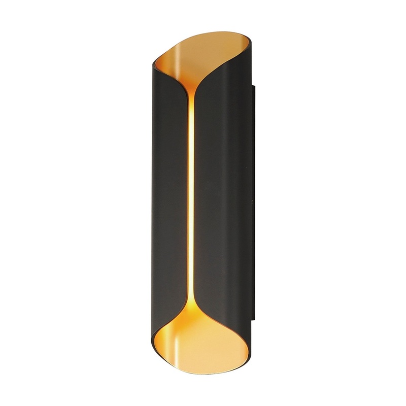 ET2 E30156-BKGLD Folio LED Outdoor Wall Lamp, Black / Gold
