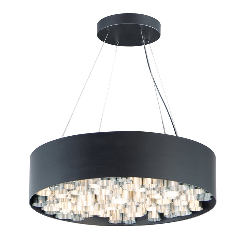 ET2 E32785-BKAL Pipes LED Pendant, Black / Brushed Aluminum