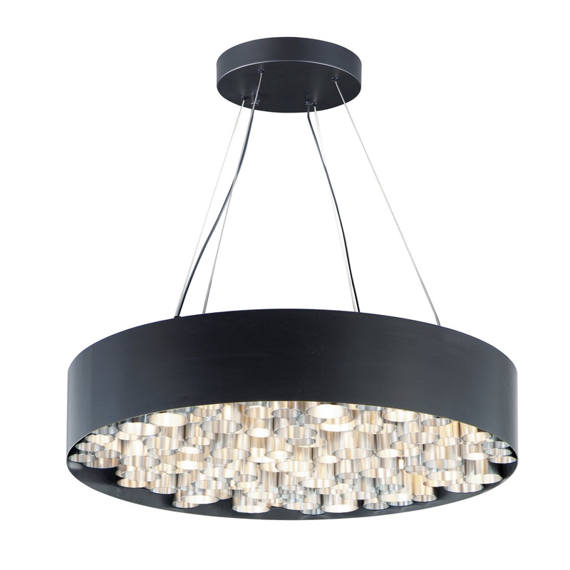 ET2 E32787-BKAL Pipes LED Pendant, Black / Brushed Aluminum