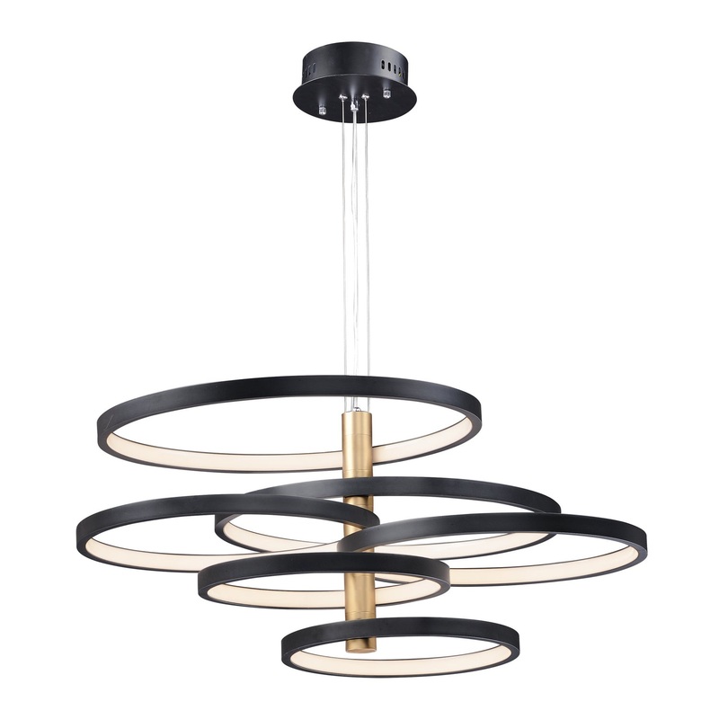 ET2 E24327-BKGLD Hoopla LED Pendant, Black / Gold