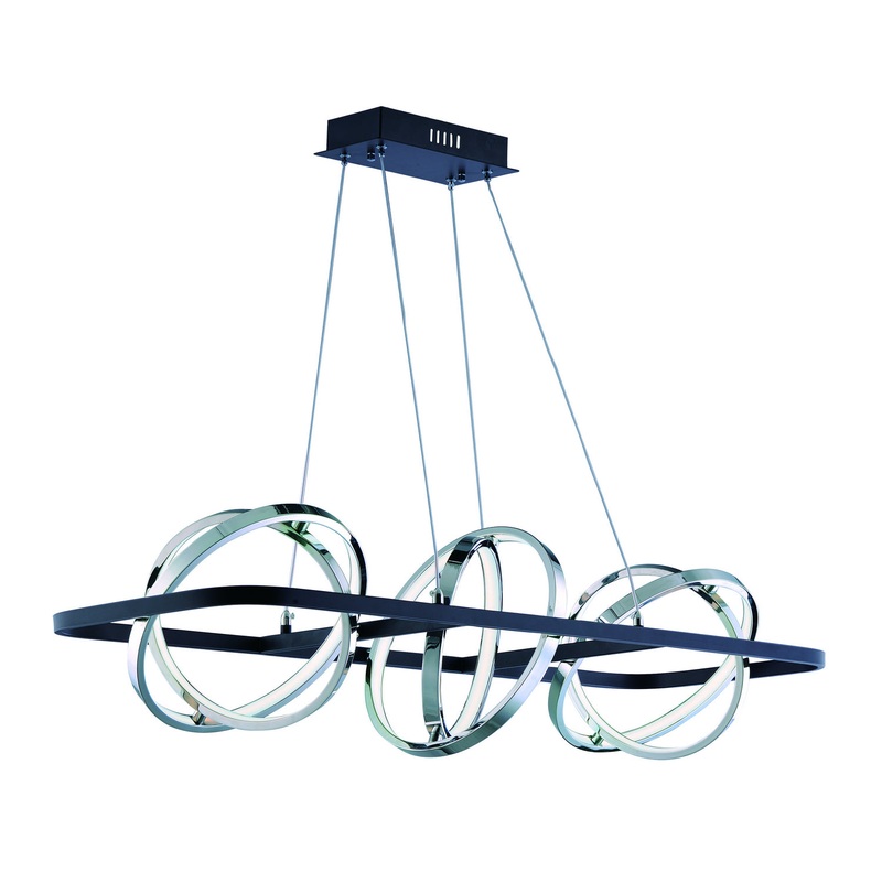 ET2 E24788-BKPC Gyro II LED Pendant, Black / Polished Chrome