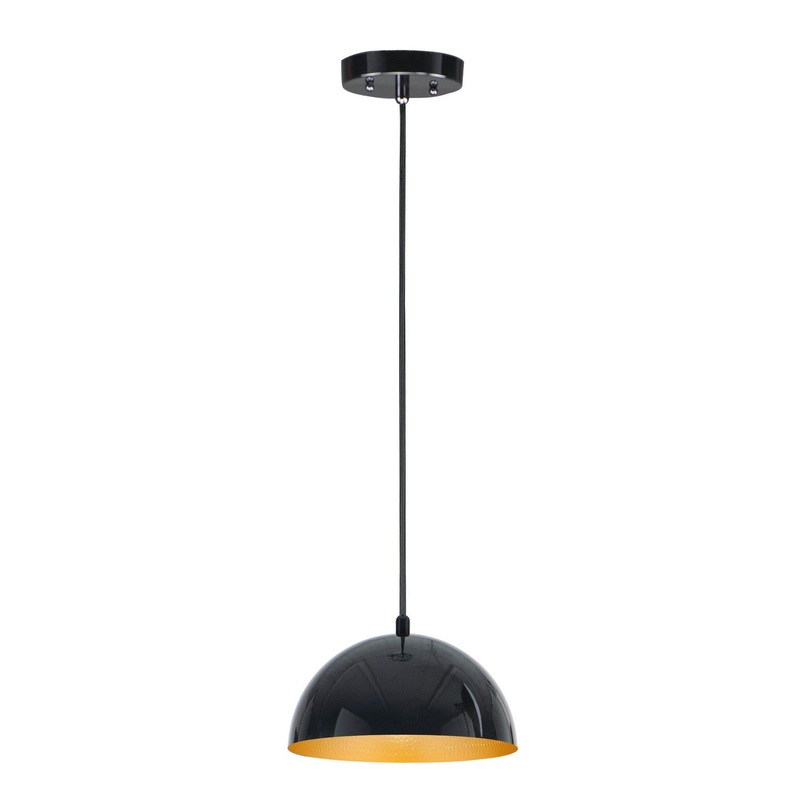 ET2 E24900-GBGLD Hemisphere LED Pendant, Gloss Black / Gold