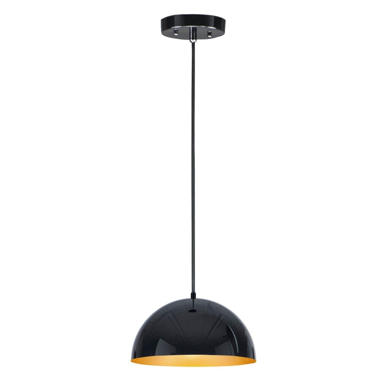 ET2 E24902-GBGLD Hemisphere LED Pendant, Gloss Black / Gold