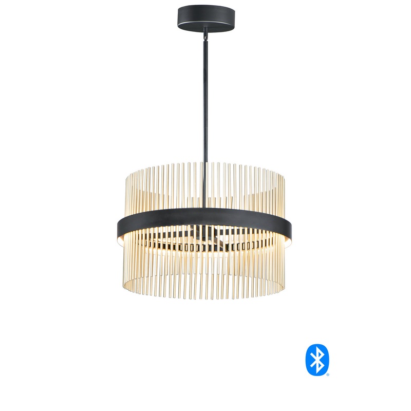 ET2 E34205-BKSBR Chimes WiZ LED Pendant, Black / Satin Brass