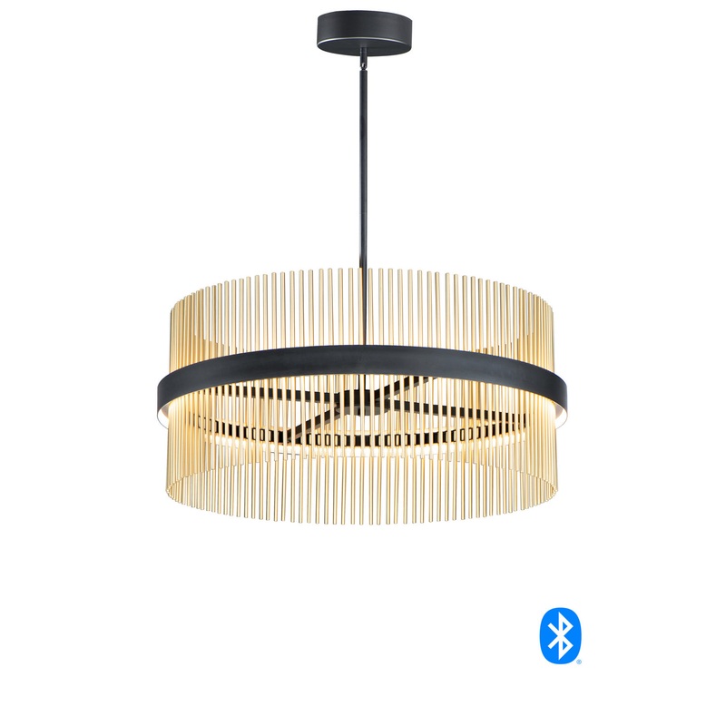 ET2 E34207-BKSBR Chimes WiZ LED Pendant, Black / Satin Brass