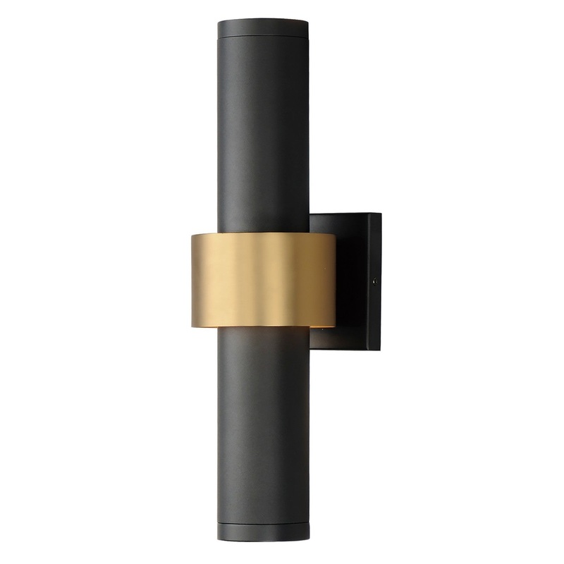 ET2 E34756-BKGLD Reveal Outdoor LED Outdoor Wall Sconce, Black / Gold
