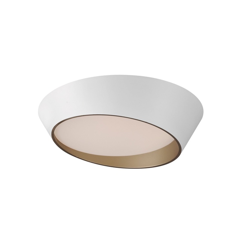 ET2 E51032-WTGLD Slant LED Flush Mount, White/Gold