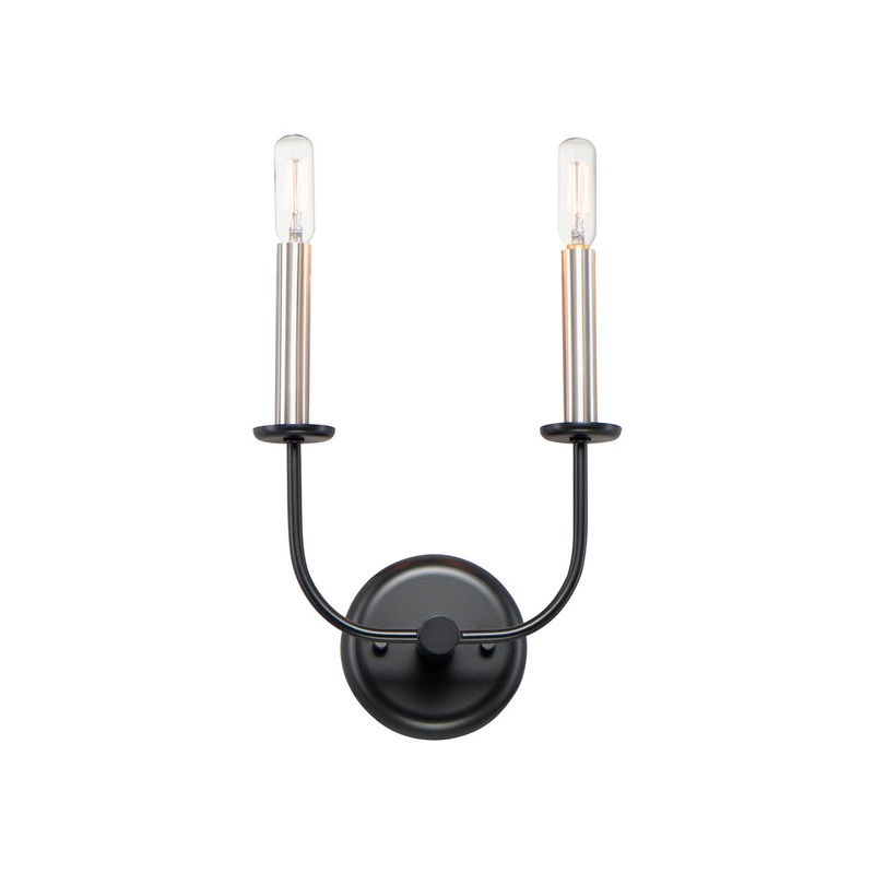 Maxim 10322BKSN Wesley Two Light Wall Sconce, Black / Satin Nickel