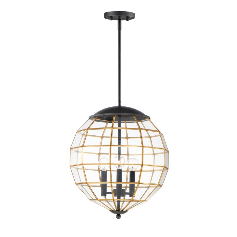 Maxim 11546BKBUB Heirloom Three Light Pendant, Black / Burnished Brass