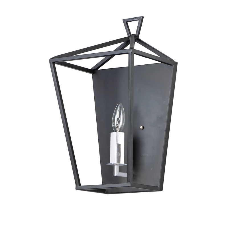 Maxim 25159TXBPN Abode One Light Wall Sconce, Textured Black / Polished Nickel