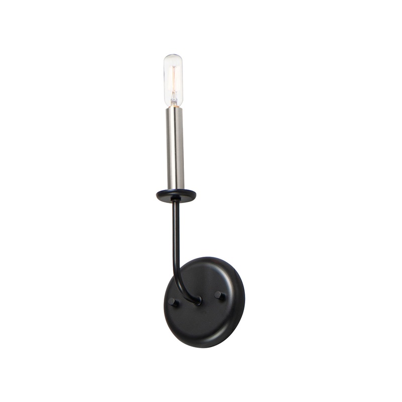 Maxim 10321BKSN Wesley One Light Wall Sconce, Black / Satin Nickel