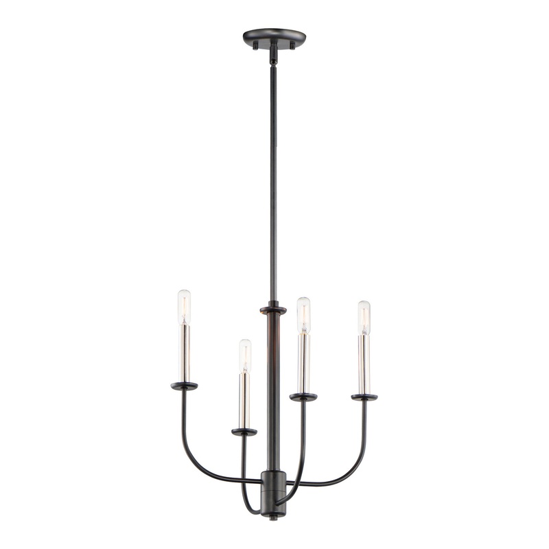 Maxim 10324BKSN Wesley Four Light Chandelier, Black / Satin Nickel