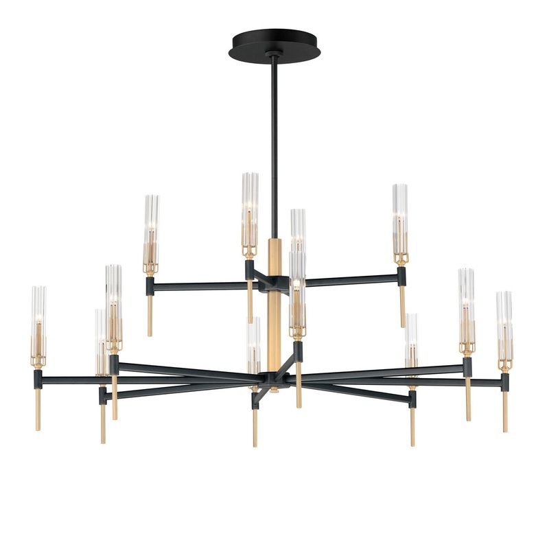 Maxim 16129CLBKAB Flambeau LED Chandelier, Black / Antique Brass