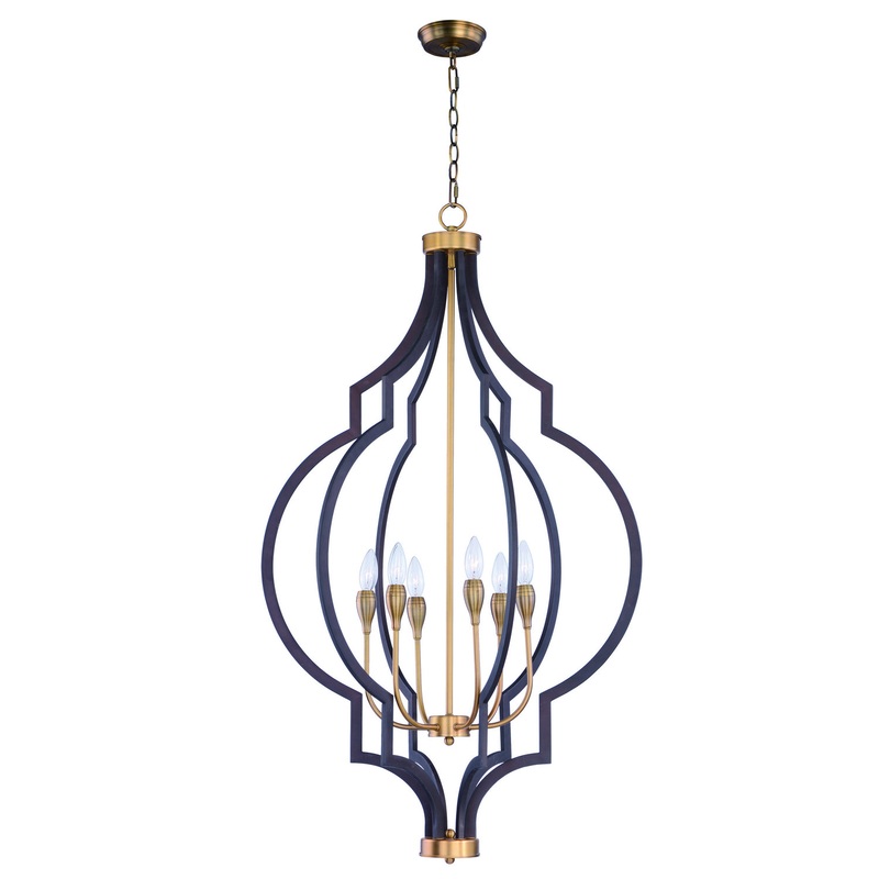 Maxim 20296OIAB Crest Six Light Chandelier, Oil Rubbed Bronze / Antique Brass