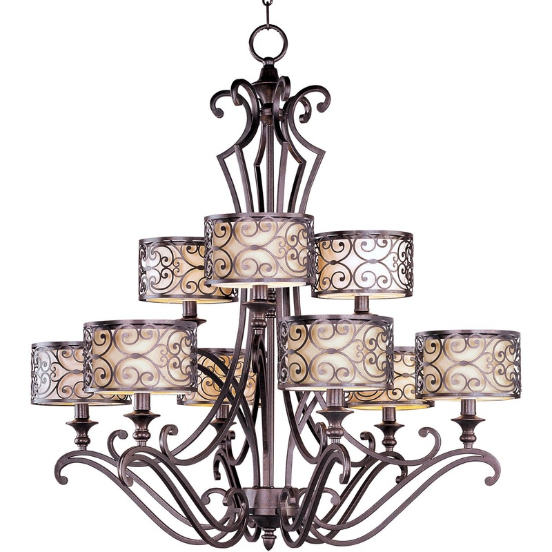 Maxim 21156WHUB Mondrian Nine Light Chandelier, Umber Bronze
