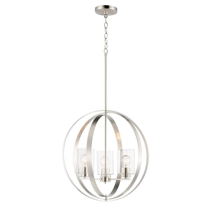 Maxim 25254CLSN Sentinel Three Light Pendant, Satin Nickel