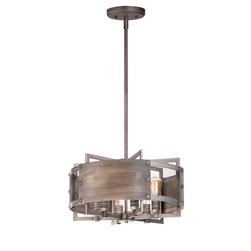 Maxim 25265BWWZ Outland Six Light Pendant, Barn Wood / Weathered Zinc
