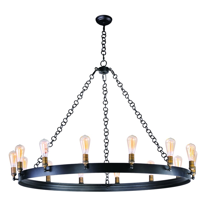 Maxim 26276BKNAB Noble 14 Light Chandelier, Black / Natural Aged Brass