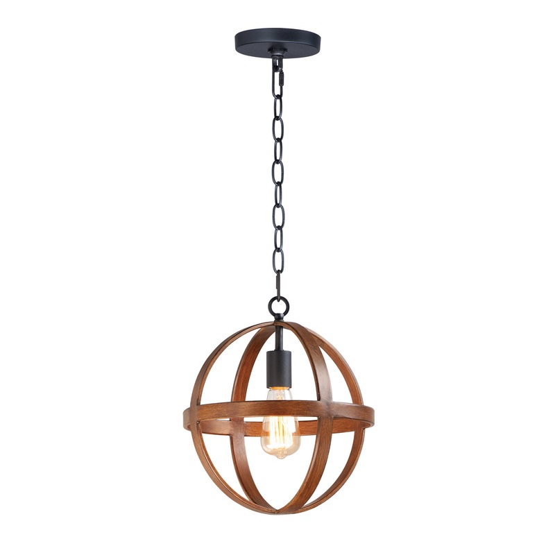 Maxim 27571APBK Compass One Light Pendant, Antique Pecan / Black