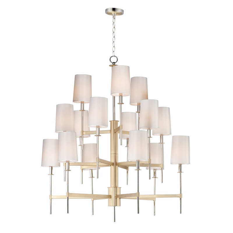 Maxim 32399OFSBRPN Uptown 15 Light Chandelier, Satin Brass / Polished Nickel