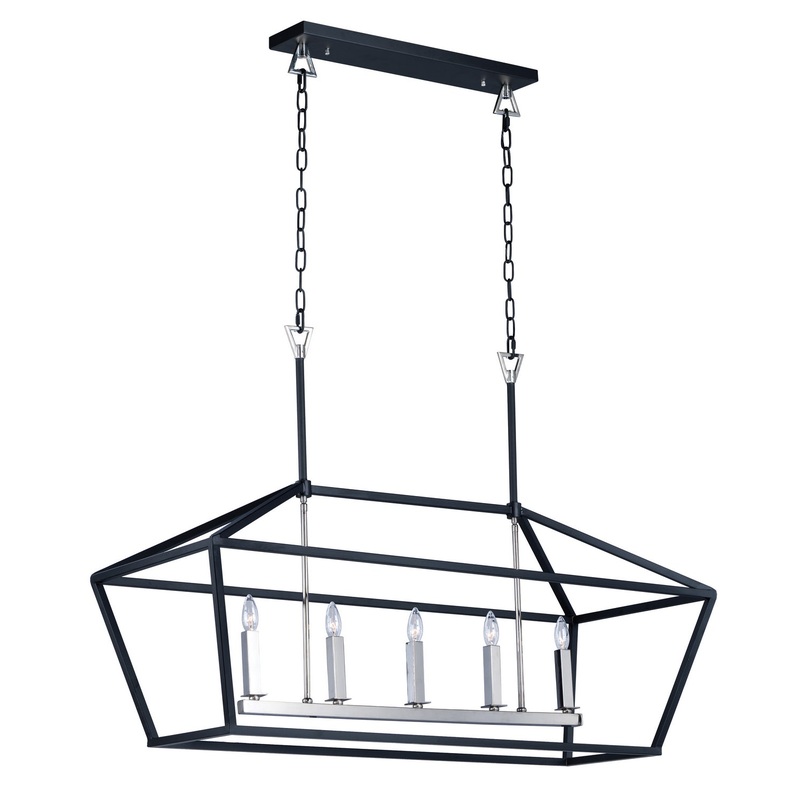 Maxim 25157TXBPN Abode Five Light Chandelier, Textured Black / Polished Nickel